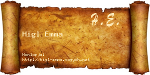 Higl Emma névjegykártya